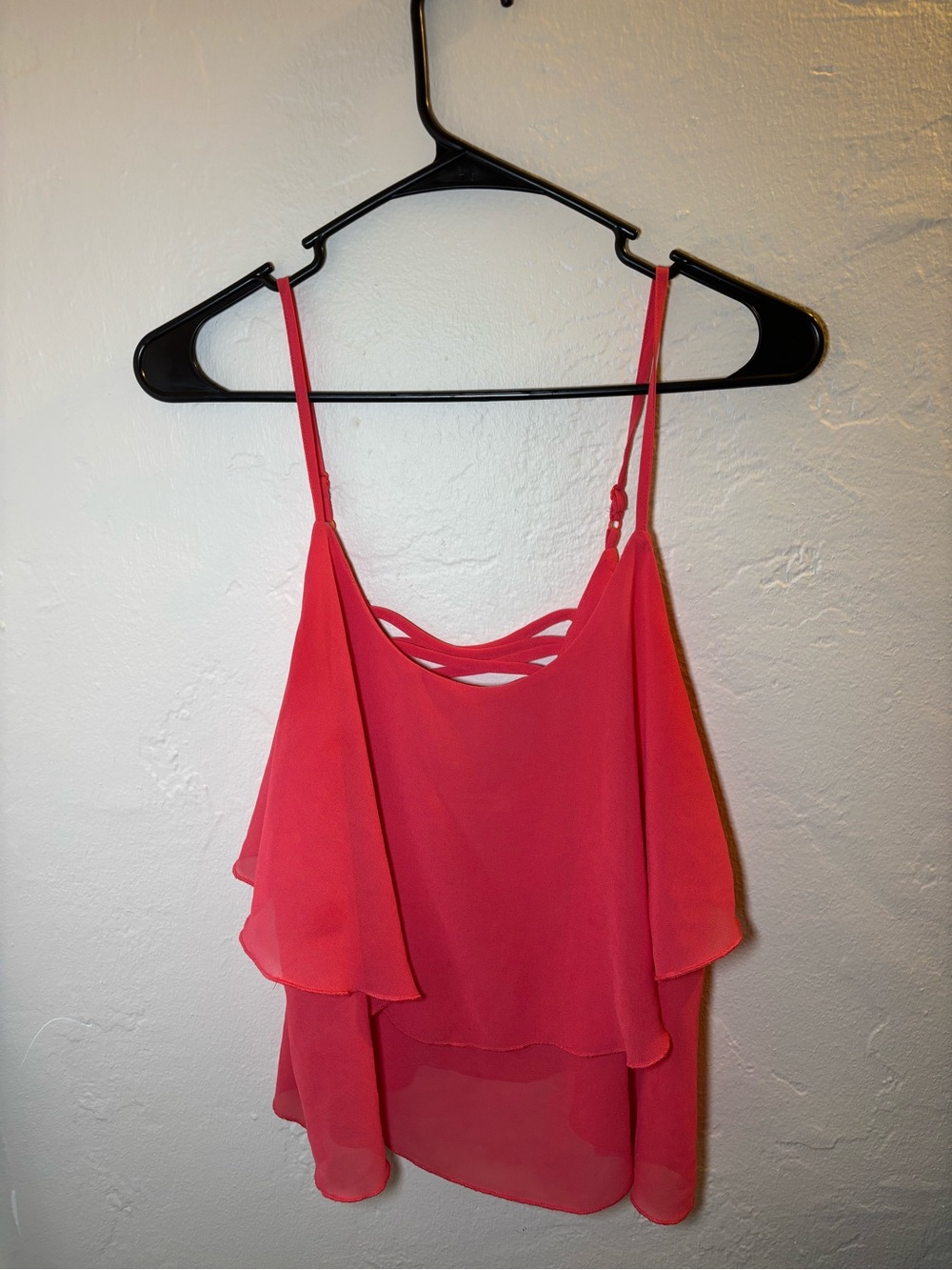 Roommates Coral-Pink Layered Ruffle Camisole